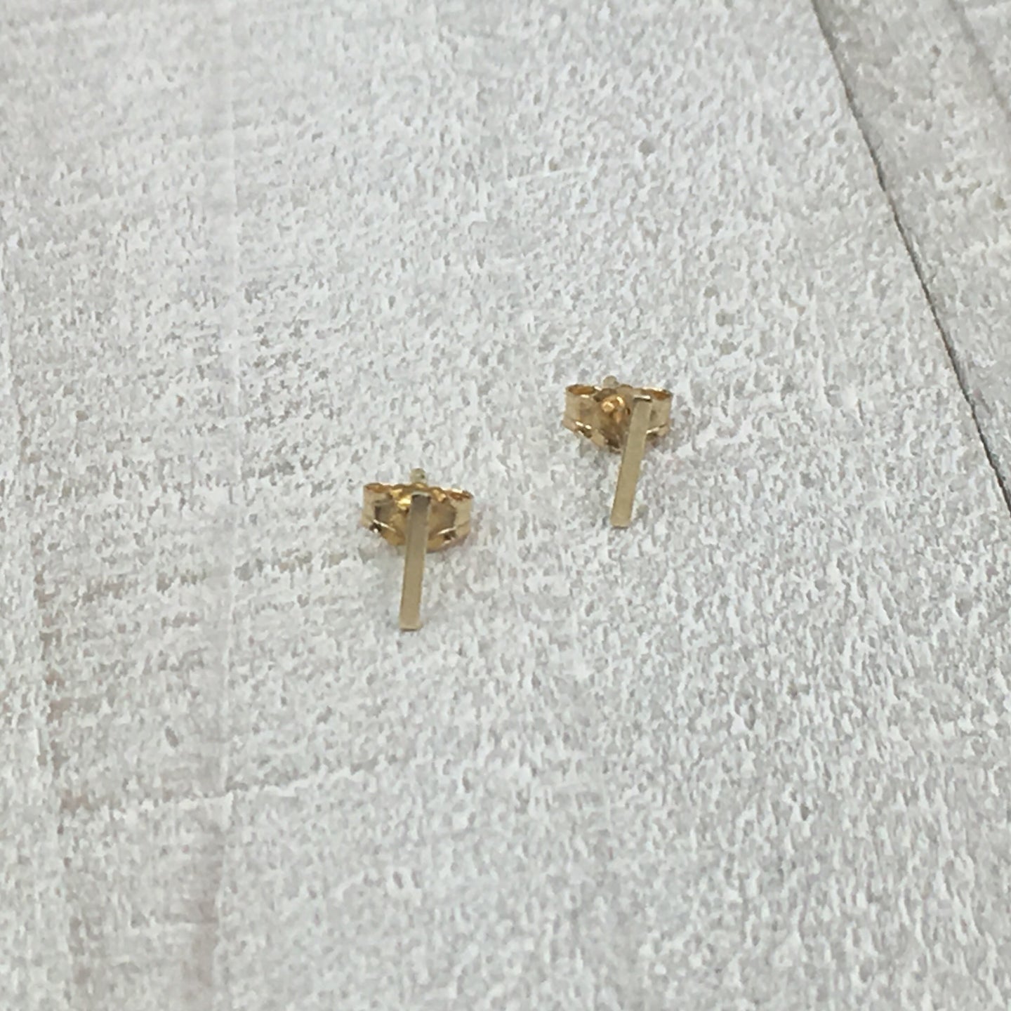 14K Gold Tiny Bar Stud Earrings | Polished & Matte Minimalist Studs